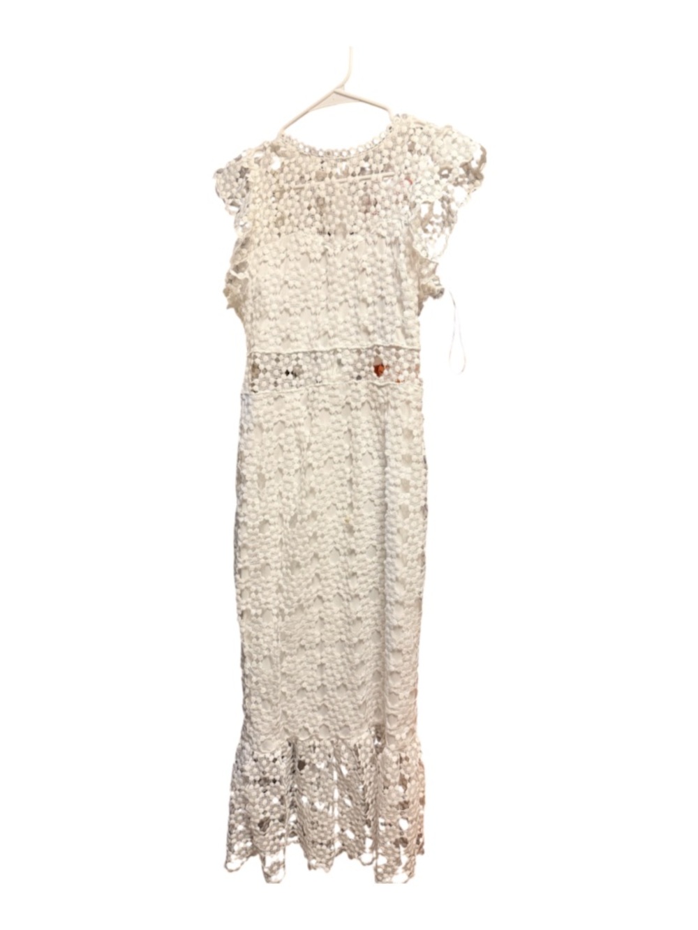 Petal & Pup Ivory Crochet Maxi Dress with Cap Sleeves